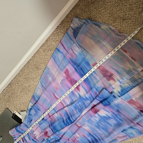 Sz 12 NWT JS Boutique Strapless Blue/Purple Watercolor Chiffon High-Low Gown - Picture 6 of 6